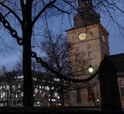 Oslo Domkirke in the evening